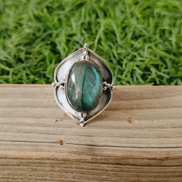 Silver_&_Blue_&_Grey_Sterling_Silver_925_Premium_&_Elegant_Boho_Ring_For_Girls_&_Women