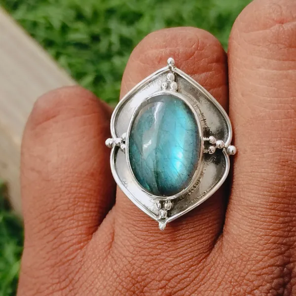 Silver_&_Blue_&_Grey_Sterling_Silver_925_Premium_&_Elegant_Boho_Ring_For_Girls_&_Women