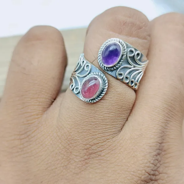 Silver_&_Purple_&_Red_Sterling_Sillver_925_Premium_&_Elegant_Adjustable_Ring_For_Girls_&_Women
