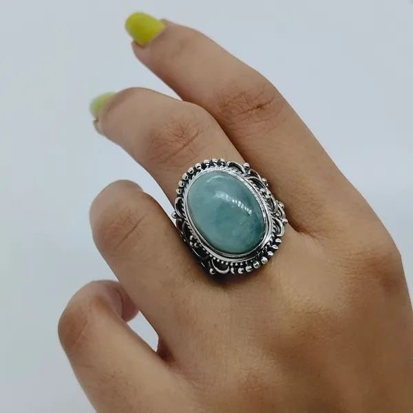Silver_&_Aqua_Blue_Sterling_Sillver_925_Premium_&_Elegant_Handmade_Ring_For_Girls_&_Women
