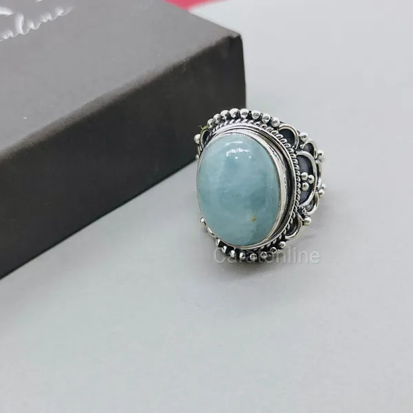 Silver_&_Aqua_Blue_Sterling_Sillver_925_Premium_&_Elegant_Handmade_Ring_For_Girls_&_Women