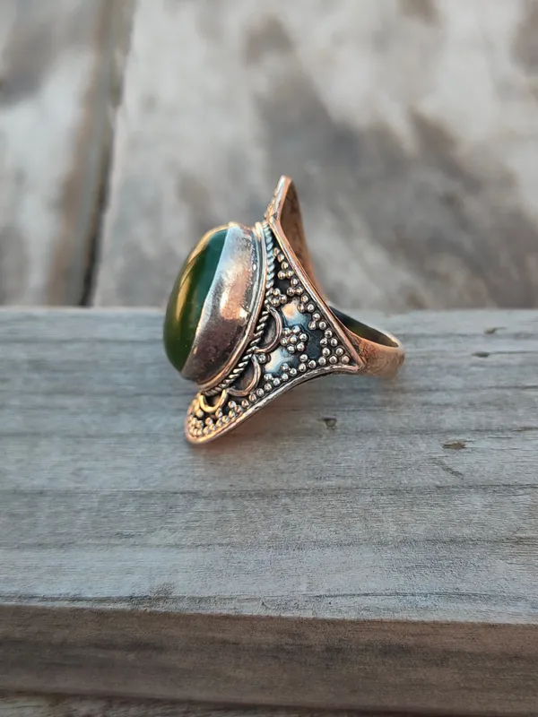 Silver_&_Green_Sterling_Silver_925_Premium_&_Elegant_Boho_Ring_For_Girls_&_Women