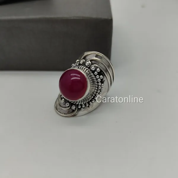 Silver_&_Red_Sterling_Silver_925_Premium_&_Elegant_Boho_Ring_For_Girls_&_Women