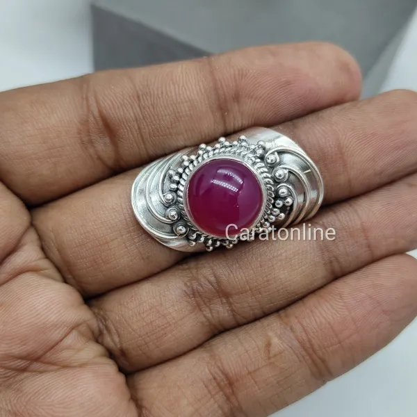 Silver_&_Red_Sterling_Silver_925_Premium_&_Elegant_Boho_Ring_For_Girls_&_Women
