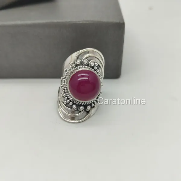 Silver_&_Red_Sterling_Silver_925_Premium_&_Elegant_Boho_Ring_For_Girls_&_Women