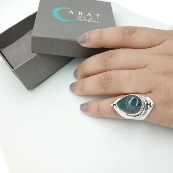 Silver_&_Green_Sterling_Silver_925_Premium_&_Elegant_Boho_Ring_For_Girls_&_Women