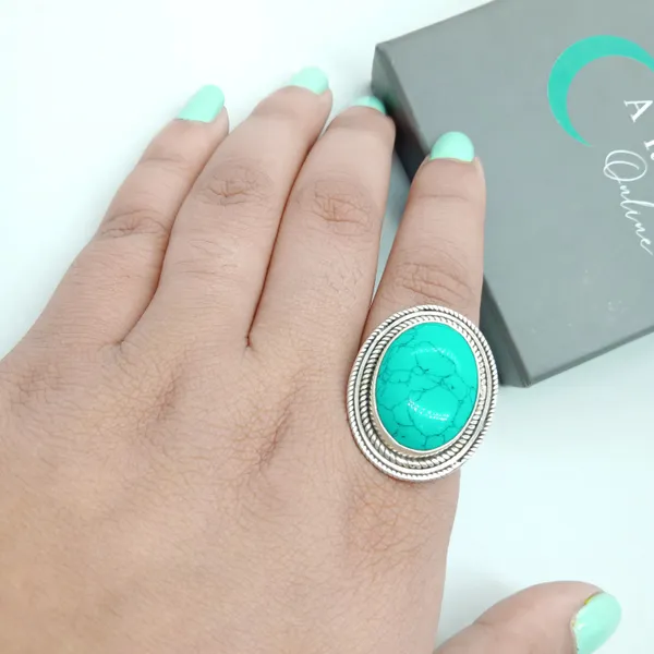 Silver_&_Green_Sterling_Silver_925_Premium_&_Elegant_Boho_Ring_For_Girls_&_Women