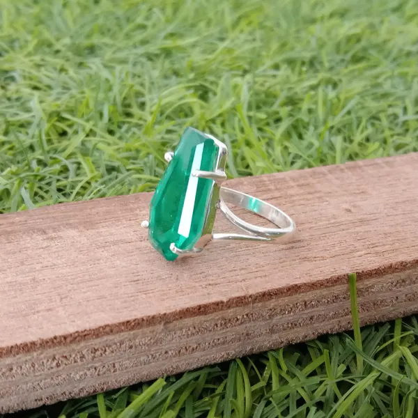 Silver_&_Green_Sterling_Silver_925_Premium_&_Elegant_Handmade_Ring_For_Girls_&_Women