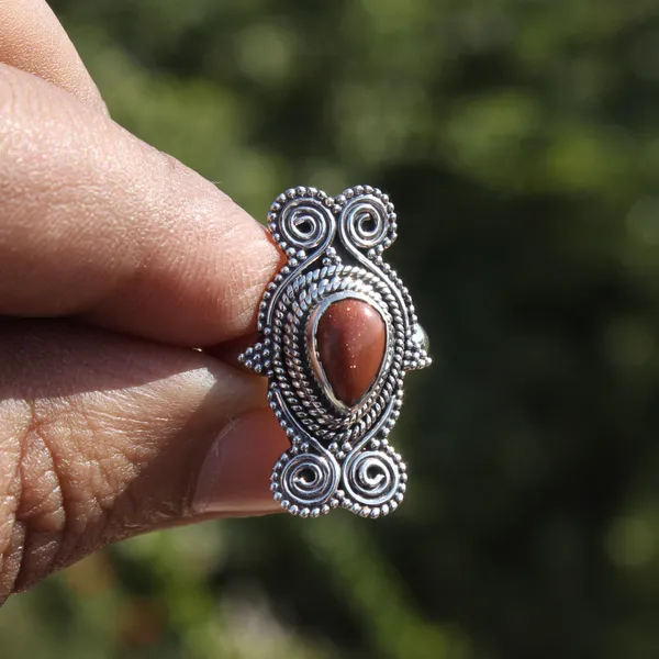 Silver_&_Brown_Sterling_Silver_925_Premium_&_Elegant_Boho_Ring_For_Girls_&_Women