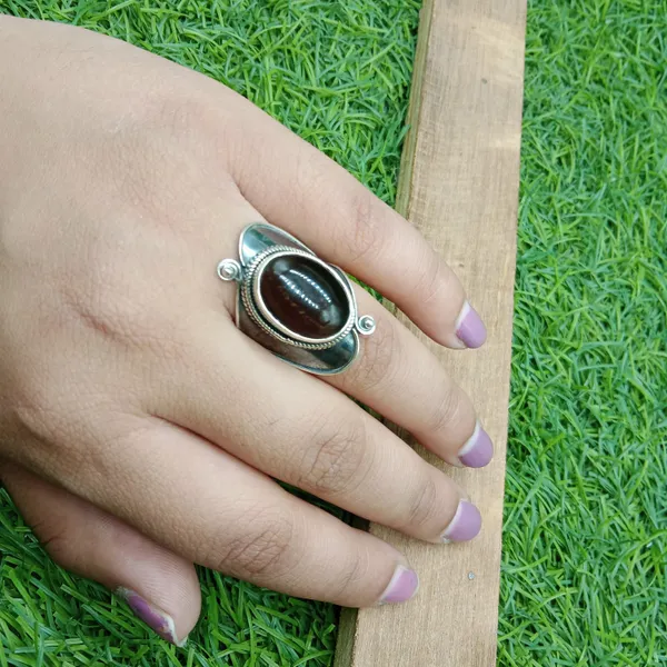 Silver_&_Brown_Sterling_Silver_925_Premium_&_Elegant_Boho_Ring_For_Girls_&_Women