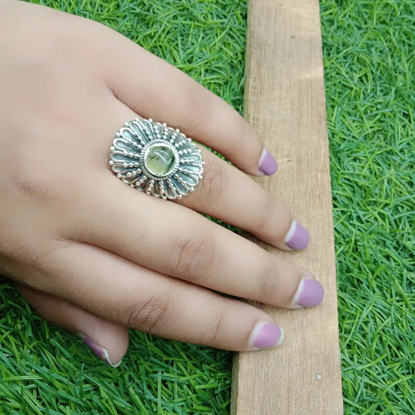 Silver_&_Green_Sterling_Silver_925_Premium_&_Elegant_Boho_Ring_For_Girls_&_Women