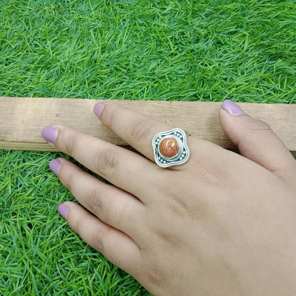 Silver_&_Orange_Sterling_Silver_925_Premium_&_Elegant_Boho_Ring_For_Girls_&_Women