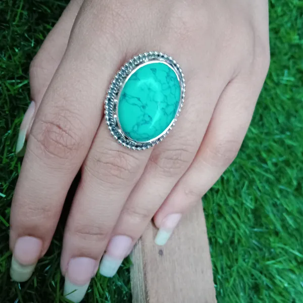 Silver_&_Green_Sterling_Silver_925_Premium_&_Elegant_Boho_Ring_For_Girls_&_Women