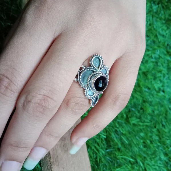 Silver_&_Black_Sterling_Silver_925_Premium_&_Elegant_Boho_Ring_For_Girls_&_Women