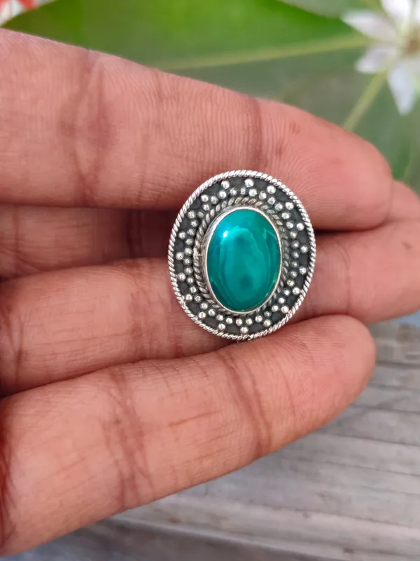Silver_&_Green_Sterling_Silver_925_Premium_&_Elegant_Boho_Ring_For_Girls_&_Women
