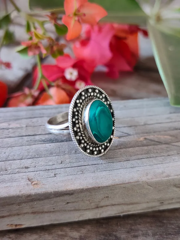 Silver_&_Green_Sterling_Silver_925_Premium_&_Elegant_Boho_Ring_For_Girls_&_Women