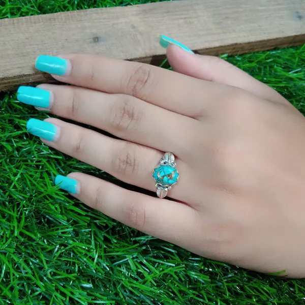 Silver_&_Blue_&_Golden_Sterling_Silver_925_Premium_&_Elegant_Boho_Ring_For_Girls_&_Women
