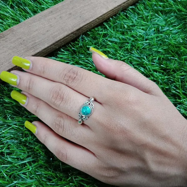 Silver_&_Green_Sterling_Silver_925_Premium_&_Elegant_Boho_Ring_For_Girls_&_Women