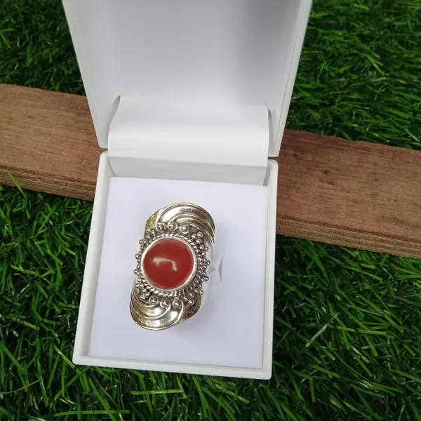 Silver_&_Orange_Sterling_Silver_925_Premium_&_Elegant_Boho_Ring_For_Girls_&_Women