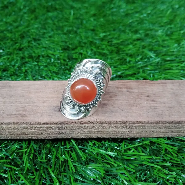 Silver_&_Orange_Sterling_Silver_925_Premium_&_Elegant_Boho_Ring_For_Girls_&_Women