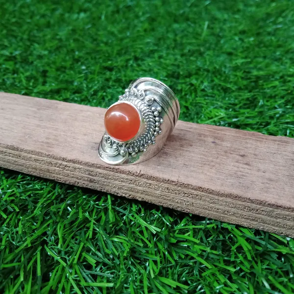 Silver_&_Orange_Sterling_Silver_925_Premium_&_Elegant_Boho_Ring_For_Girls_&_Women