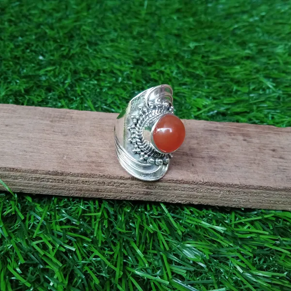 Silver_&_Orange_Sterling_Silver_925_Premium_&_Elegant_Boho_Ring_For_Girls_&_Women