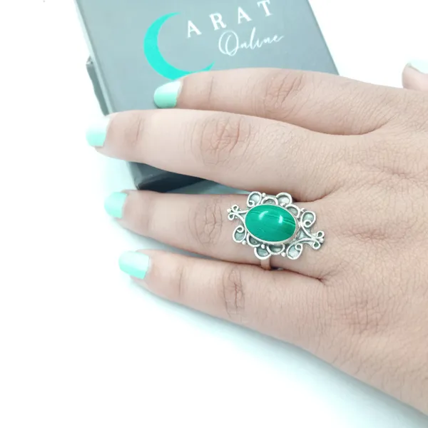 Silver_&_Green_Sterling_Silver_925_Premium_&_Elegant_Designer_Ring_For_Girls_&_Women