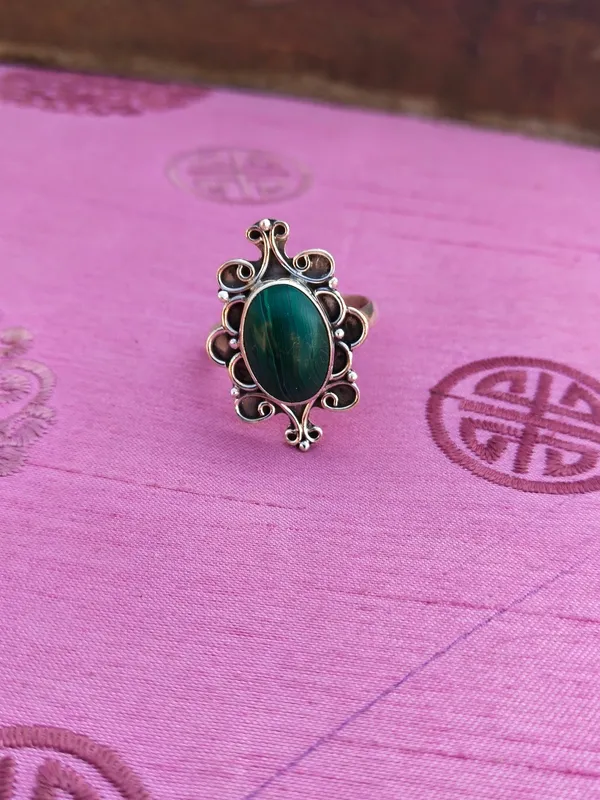 Silver_&_Green_Sterling_Silver_925_Premium_&_Elegant_Designer_Ring_For_Girls_&_Women
