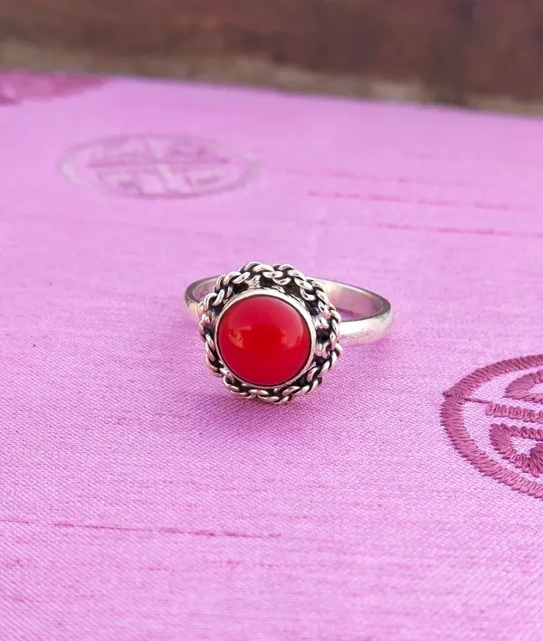 Silver_&_Red_Sterling_Silver_925_Premium_&_Elegant_Boho_Ring_For_Girls_&_Women