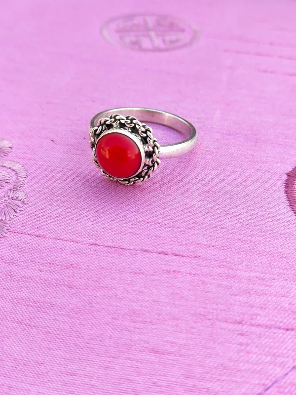 Silver_&_Red_Sterling_Silver_925_Premium_&_Elegant_Boho_Ring_For_Girls_&_Women