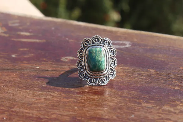 Silver_&_Green_Sterling_Silver_925_Premium_&_Elegant_Boho_Ring_For_Girls_&_Women