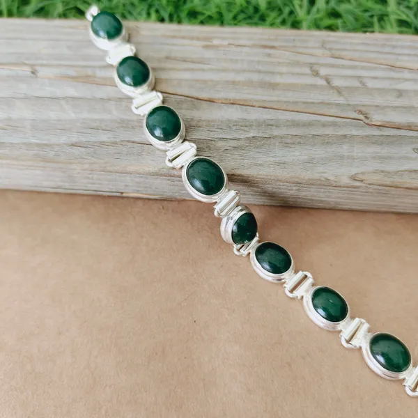 Silver_&_Green_Sterling_Silver_925_Premium_&_Elegant_Beaded_Bracelet_For_Girls_&_Women
