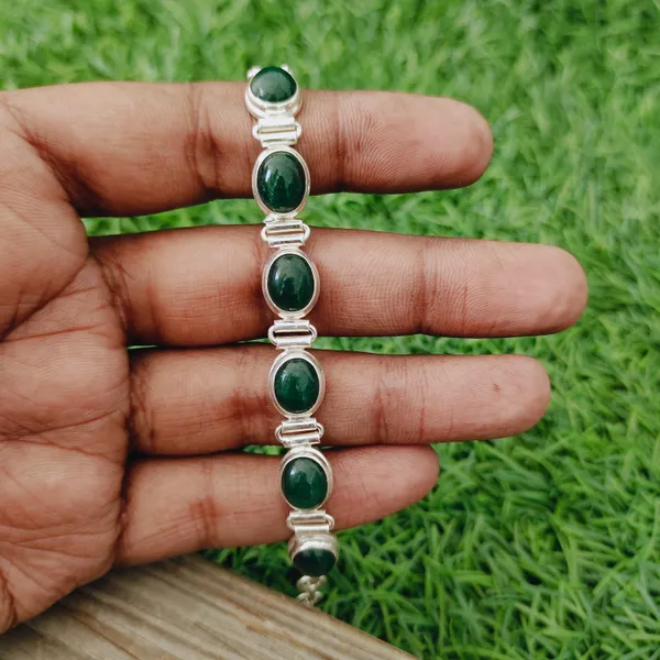 Silver_&_Green_Sterling_Silver_925_Premium_&_Elegant_Beaded_Bracelet_For_Girls_&_Women