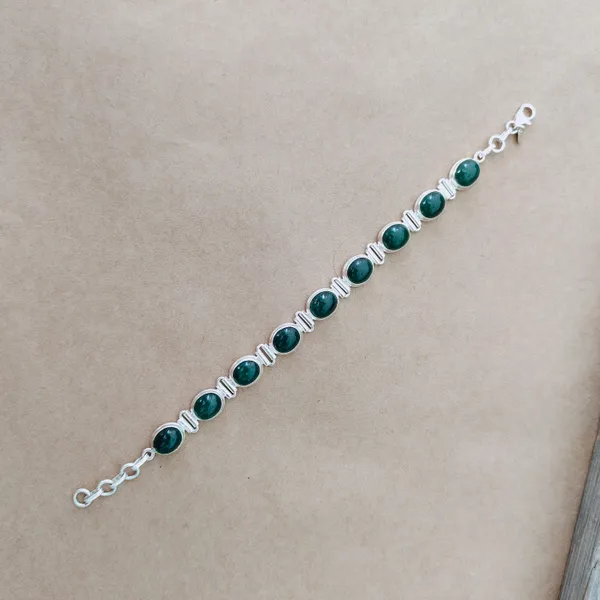 Silver_&_Green_Sterling_Silver_925_Premium_&_Elegant_Beaded_Bracelet_For_Girls_&_Women