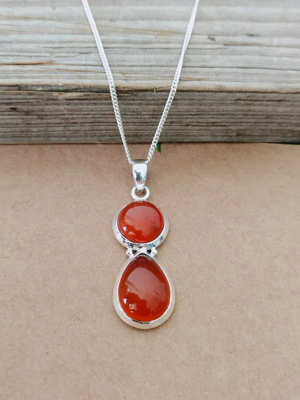 Silver_&_Orange_Sterling_Silver_925_Premium_&_Elegant_Boho_Pendant_For_Girls_&_Women