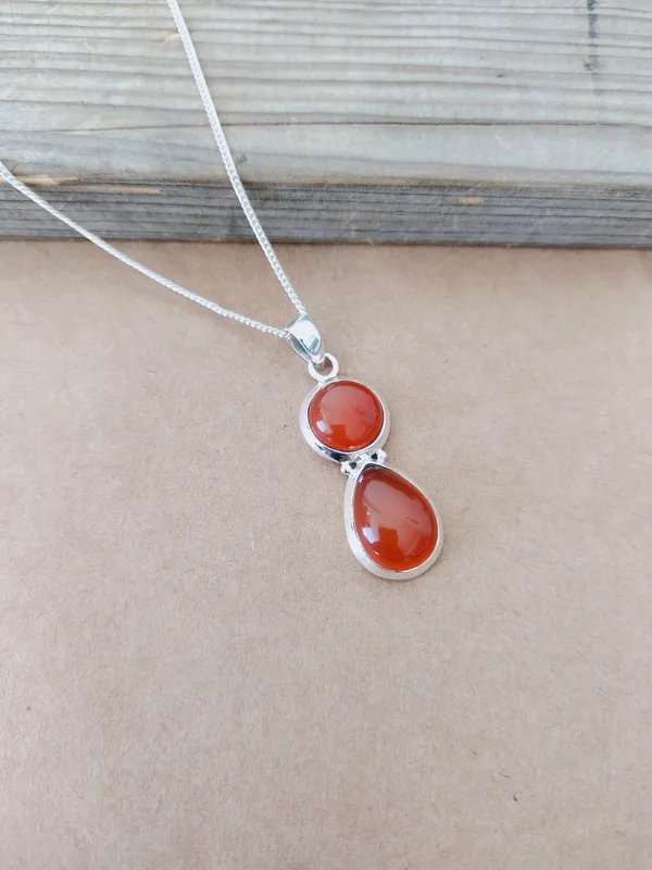 Silver_&_Orange_Sterling_Silver_925_Premium_&_Elegant_Boho_Pendant_For_Girls_&_Women