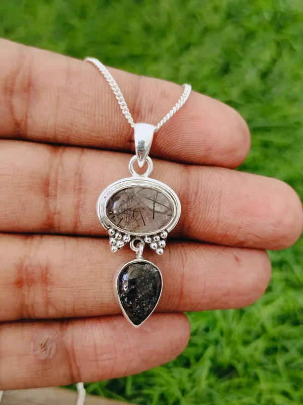 Silver_&_Black_Crystal_Sterling_Silver_925_Premium_&_Elegant_Boho_Pendant_For_Girls_&_Women