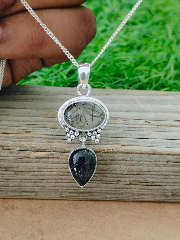 Silver_&_Black_Crystal_Sterling_Silver_925_Premium_&_Elegant_Boho_Pendant_For_Girls_&_Women