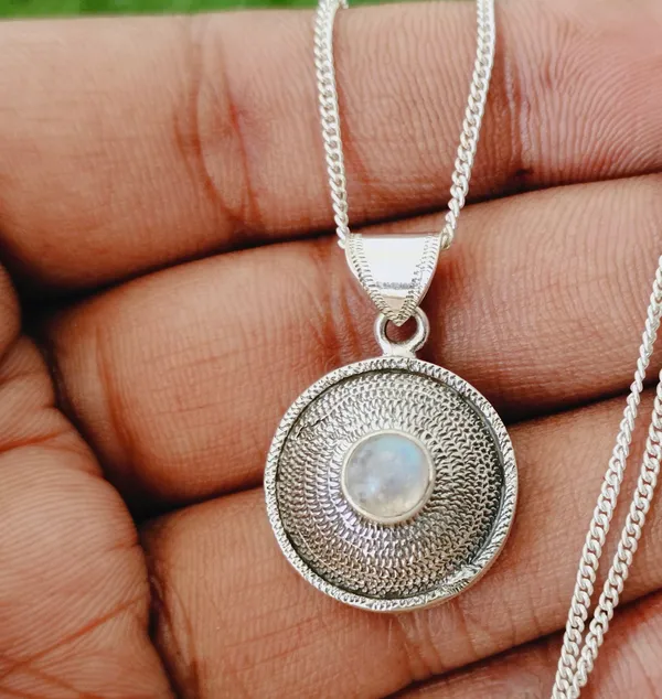 Silver_&_White_With_Blue_Sterling_Silver_925_Premium_&_Elegant_Handmade_Necklace_For_Girls_&_Women