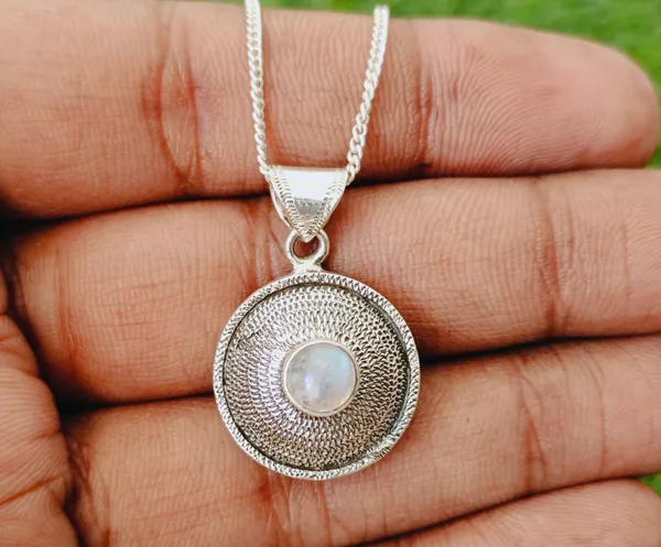 Silver_&_White_With_Blue_Sterling_Silver_925_Premium_&_Elegant_Handmade_Necklace_For_Girls_&_Women