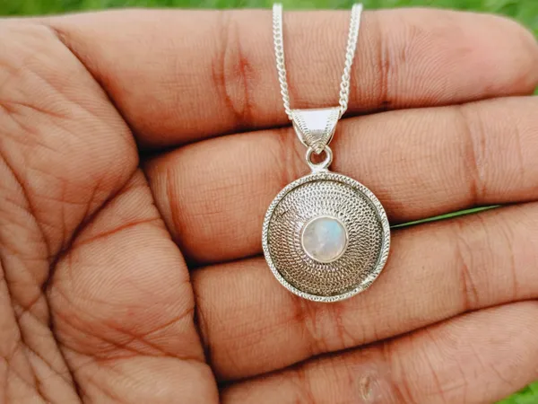 Silver_&_White_With_Blue_Sterling_Silver_925_Premium_&_Elegant_Handmade_Necklace_For_Girls_&_Women