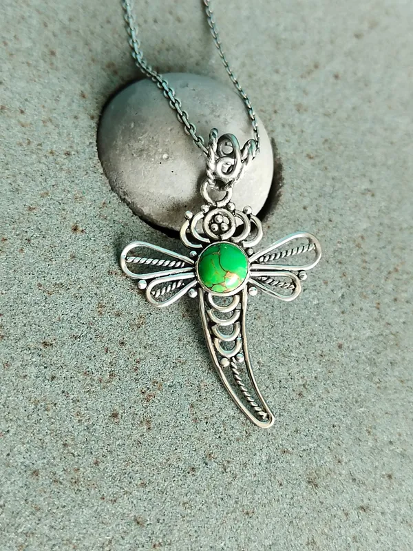 Silver_&_Green_Sterling_Silver_925_Premium_&_Elegant_Boho_Pendant_For_Girls_&_Women