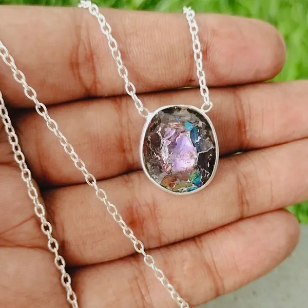 Silver_&_Blue_Sterling_Silver_925_Premium_&_Elegant_Boho_Necklace_For_Girls_&_Women