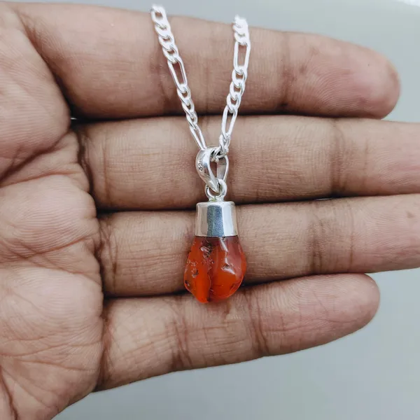 Silver_&_Orange_Sterling_Silver_925_Premium_&_Elegant_Boho_Pendant_For_Girls_&_Women