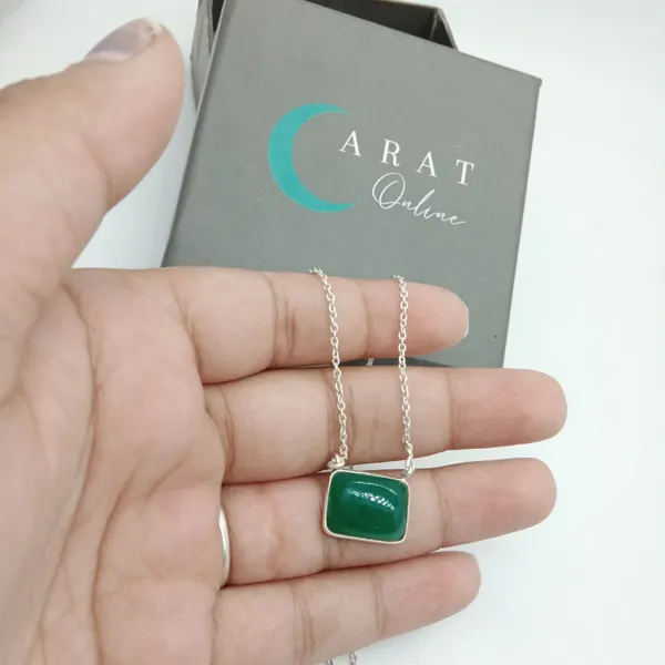 Silver_&_Green_Sterling_Silver_925_Premium_&_Elegant_Boho_Necklace_For_Girls_&_Women