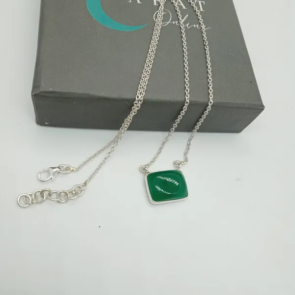 Silver_&_Green_Sterling_Silver_925_Premium_&_Elegant_Boho_Necklace_For_Girls_&_Women