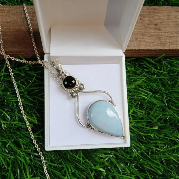 Silver_&_Blue_Sterling_Silver_925_Premium_&_Elegant_Handmade_Pendant_For_Girls_&_Women