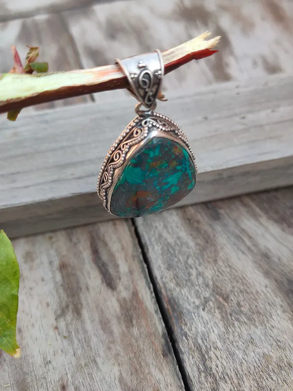 Silver_&_Green_&_Brown_Sterling_Silver_925_Premium_&_Elegant_Boho_Pendant_For_Girls_&_Women
