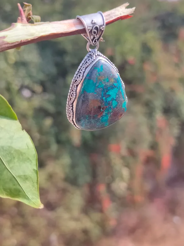 Silver_&_Green_&_Brown_Sterling_Silver_925_Premium_&_Elegant_Boho_Pendant_For_Girls_&_Women