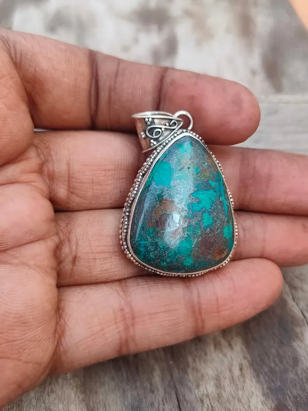 Silver_&_Green_&_Brown_Sterling_Silver_925_Premium_&_Elegant_Boho_Pendant_For_Girls_&_Women
